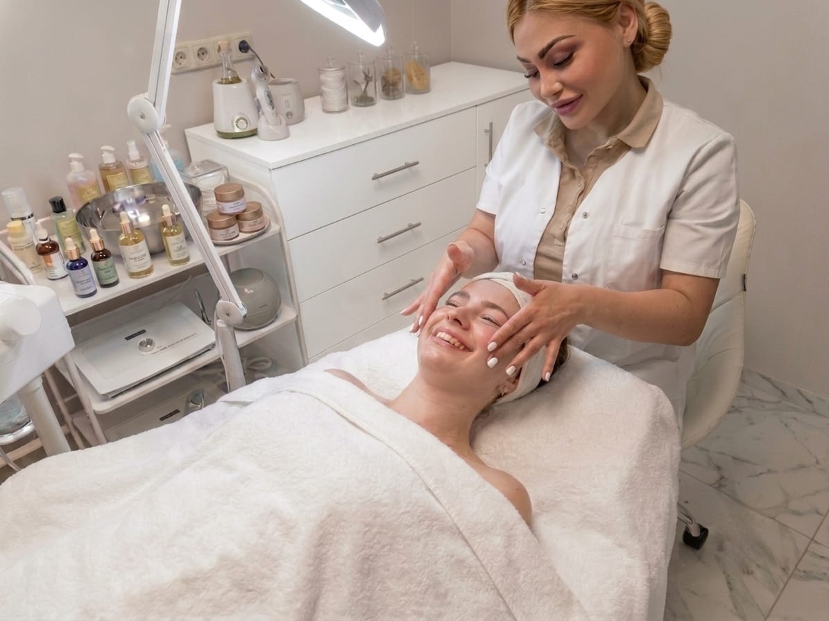 Aylin Acikg&ouml;z bei einer Gesichtsbehandlung beim Kosmetiker Artist of Aesthetic in Bruchsal